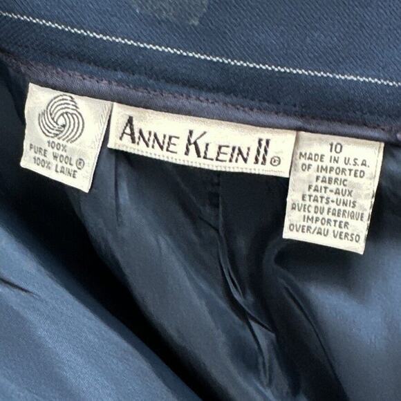 VTG Anne Klein Wool Pencil Skirt 10 Blue Pin Stripe Career Preppy Academia USA - Picture 9 of 14